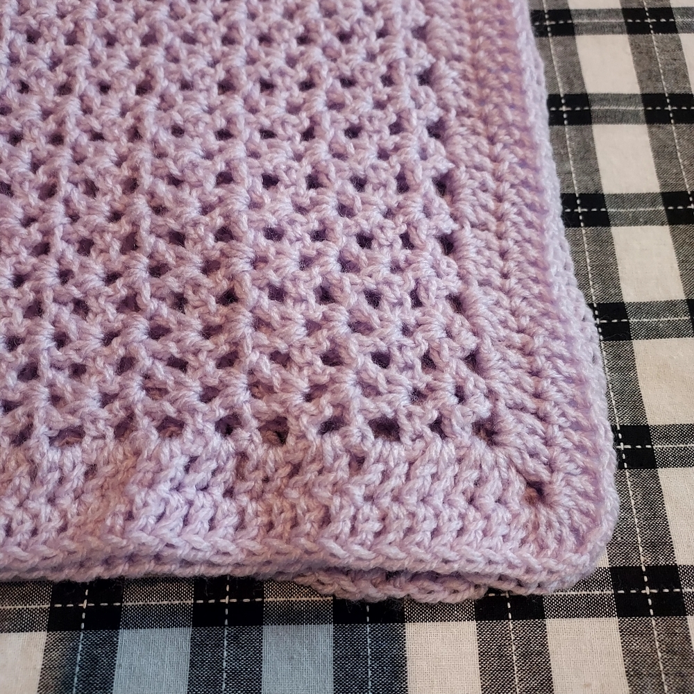 Crochet Baby Blanket Handmade Hand Crafted Lavender NEW